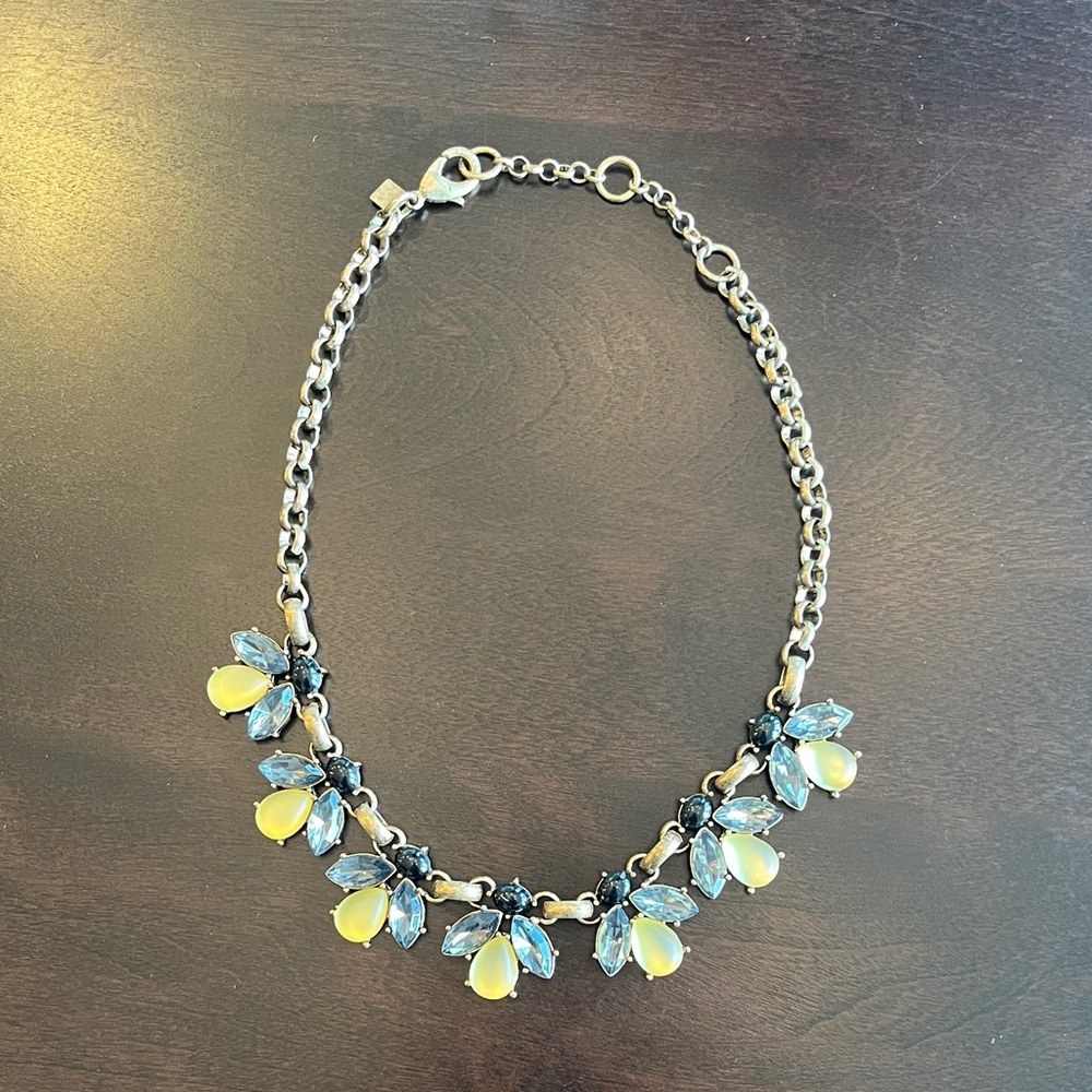 Elegant Black, Grey and Pale Yellow Vintage-inspired Gemstone Necklace